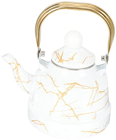 IMIKEYA Emaillierter Teekessel Mit Marmoroptik Hitzebeständig Anti-verbrennungsgriff Flacher Boden Für Gasherd Und Induktion Stilvoller Wasserkocher Für Tee, Kaffee Und Heiße Getränke