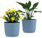 Outsunny Set of 2 Plastic Round Plant Pots Outdoor 22cm, Garden Planters, Flower Pots for Garden Decoration, Patios, Indoor, Outdoor, Home, Blue