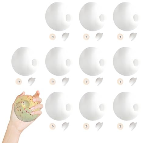 Poludatly 10pcs Leere Stress Ball Kit, Blank Pressure Ball Skin D-IY Set, Vacuum Squishy D-IY Stress Ball Making Kit, Stress Relief Expander Tool Noisy Sand Base Container For Mind