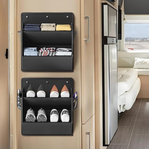 JUTTAUTO 2pcs Motorhome Shoes Storage RV Over the Door Shoe Rack with Large Deep Pockets Wall Hanging Shoes Holder for Camper RV T4 T5 Camping Accessories Organizers Solution