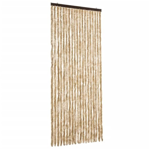 Tomostar Rideau de Porte Chenille, Rideau Anti Mouche pour Porte Moustiquaire Beige 56x185 cm Chenille