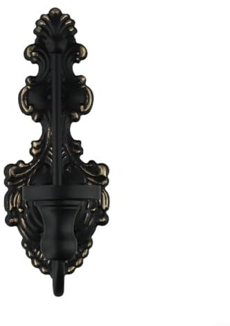 Besttoolifes Wand-Kerzenhalter aus Gusseisen, Antik-Weiß, Vintage-Stil, für Heimdekoration, 23 x 9 cm, Schwarz