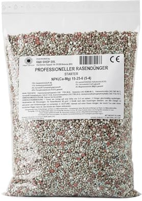 R&R SHOP - Engrais Professionnel Starter CE pour Gazon, NPK 15-25-6, Effet Immédiat, Enracinement Rapide et Croissance Uniforme (4.5Kg - 150mq)