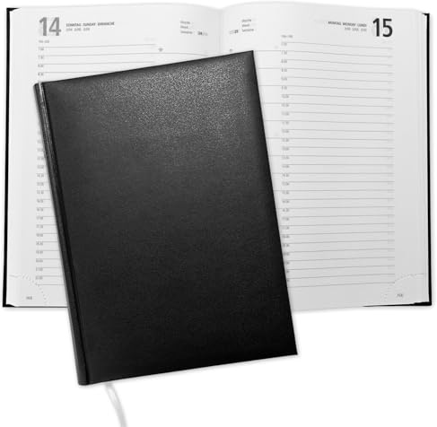 Timr Buchkalender 2026 Tages-Kalender A5-1 Tag 1 Seite Montag bis Sonntag - Terminplaner Chefplaner - Schwarz I tr415