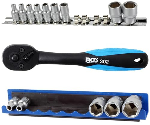 BandelOne enthält BGS Knarre Ratsche Hebelumschaltknarre+nuss-Set+halteschiene SW 4-14mm 1/4 Zoll