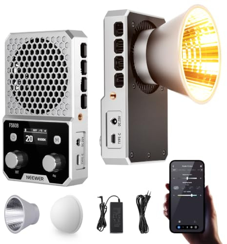 NEEWER FS60B 60W 2700K–6500K zweifarbige LED Videoleuchte mit App Steuerung | COB Dauerlicht mit 34.300Lux/1m, CRI96+, 12 Lichtstimmungen für Studiofotografie und Videoaufnahmen im Freien