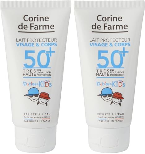 CORINE DE FARME Crema Protectora Rostro Cuerpo Babies Kids Fps 50 (Novedad) 50 ml pour tous types de peau, avec format pratique, peau douce et soignée (Lot de 2)