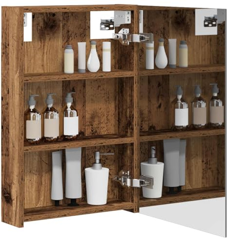 vidaXL Badezimmerspiegelschrank mit Regal Altholz 40 x 10,5 x 60,5 cm, Moderner Spiegelschrank, rechteckig, Wandregal für Badezimmer, praktische Aufbewahrung