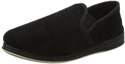 Padders Albert Men's Wide Fit Slip-On Memory Foam Slippers - Soft Textile Upper and Close Back Design with Wide G Fitting for Extra Room and Ultimate Comfort