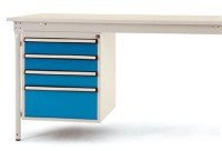 Gehäuse-Unterbau stationär, Nutzhöhe 500 mm mit 4 Schubfächer. Für Tischtiefe 800 mm
