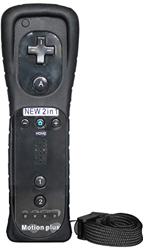 OSTENT 2 in 1 Fernbedienung Errichtet in Motion Plus Kompatibel für Nintendo Wii Konsole Spiel Farbe Schwarz