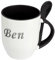 digital print Namenstasse Ben - Löffel-Tasse mit Namens-Motiv Chrom-Schriftzug - Becher, Kaffeetasse, Kaffeebecher, Mug - Schwarz
