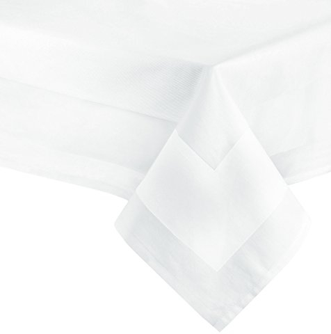 ZOLLNER Tischdecke in 140x140 cm (nach der Wäsche) - robuste und strapazierfähige Tischwäsche aus Baumwolle - seidig glänzende Atlaskante - waschbar bis 95°C - Oeko Tex® Zertifiziert - in weiß