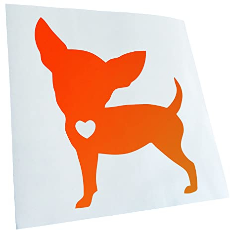 Kiwistar - Autoaufkleber - Neonorange - 12x10cm Chihuahua Love Silhouette - Heckscheibe Auto Aufkleber wetterfest für Kfz LKW Mofa Truck - Sticker außen selbstklebend Tuning Zubehör für Fenster