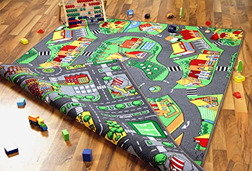 Lernen und Spielen Straßenteppich Beidseitig Little Village Metropolis, Größe:160x240 cm