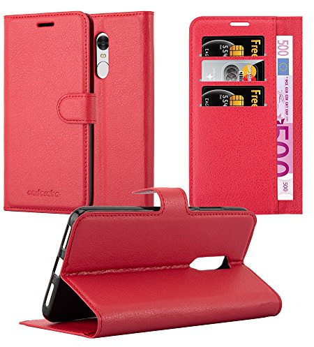 Cadorabo Hülle kompatibel mit Xiaomi RedMi Note 4 Handyhülle aus Kunst Leder Flip Klappbare Stoßfeste Magnetische [Standfunktion] [Kartenfächern] Cover Hülle für Xiaomi RedMi Note 4 Tasche in Rot