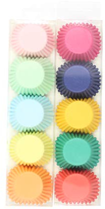 Cake Factory Mini Baking Cupcake & Muffin Liners Paper Cups 200 Liner Cases for Birthday Party Wedding Home Party Themed Event Charity and Special Occasions 2X Pastel Packets