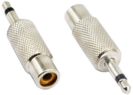 zdyCGTime Adaptateur RCA vers 3,5mm Audio TS,connecteur Adaptateur 2pôles 3,5mm 1/8 mâle vers RCA Femelle,Compatible avec Haut-parleurs,téléphones,mp3 et Autres appareils.(argent/2pièces)