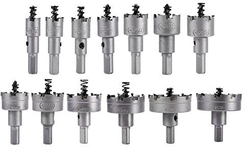 13pcs/set 16 18 20 22mm Mèche TCT à pointe carbure Set de scies à trous en acier inoxydable