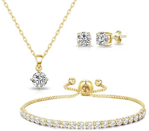 Philip Jones Gold Plated Solitaire Friendship Set Created with Zircondia® Crystals