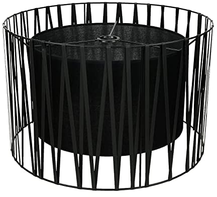 Großer Lampenschirm für Stehlampen Fassung E27 Schwarz Ø50cm Zylinder Metall Stoff Schirm MINA