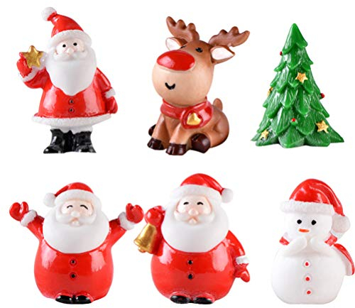 Toyvian 12 Stücke Weihnachten Miniatur Ornament Weihnachtsmann Figur Rentier Schneemann Dekofigur Miniaturfiguren Tischdeko Sukkulenten Bonsai Blumentopf Micro Landschaft Dekoration