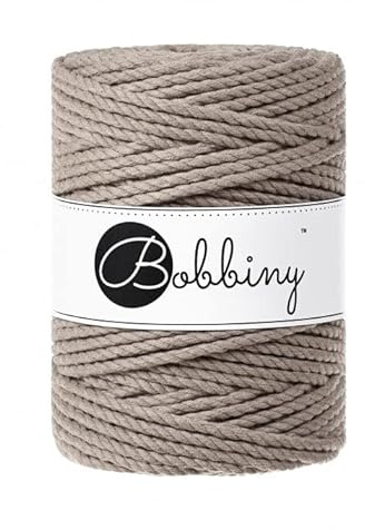 Bobbiny Oeko-Tex Premium Makramee Garn aus ökologischer Baumwolle 5 mm x 100 m 3fach gedreht (Coffee)