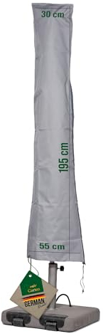 Mehr Garten Housse de Protection pour parasols | 295 cm x 45/65 cm | Convient pour Parasol Jusqu’à Ø 500 cm | Polyester tissé Oxford 600D, Couleur : Gris
