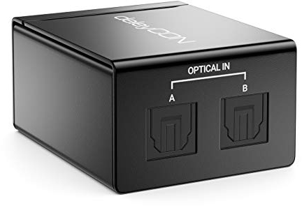 deleyCON Conmutador de Audio Toslink SPDIF Manual Distribuidor de Audio Splitter Switcher (2X Entradas IN / 1x Salida out) Óptico TOSLINK - Metal