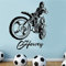 NSRJDSYT Motocross Motorrad Kinder personalisiert jeden Namen Wandkunst Wandtattoo Aufkleber Wandaufkleber Home Decor Wandtattoos 58x71cm
