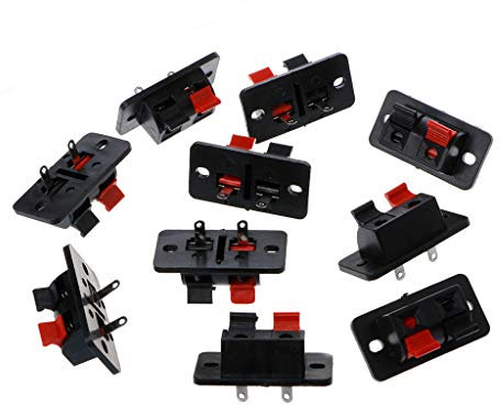 Buwei 10 Pcs 2 Positions Push in Jack Spring Load Audio Speaker Terminals Connector