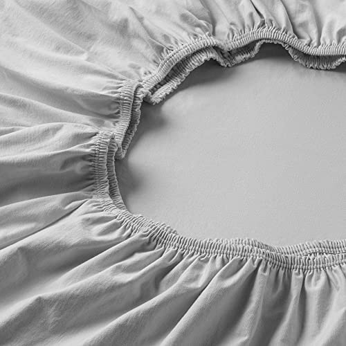 ESTELLA Spannbetttuch Natürlich Platin | 200x200 cm | bügelfreie & trocknerfeste Qualität | Rundumgummi | 100% Bio-Baumwolle