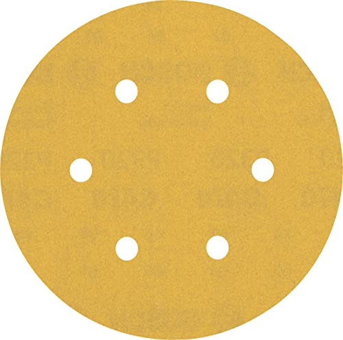 Bosch Professional 5x Carte Abrasive Expert C470 con 6 Fori per Legno Duro, Vernice su Legno, Ø 150 mm, Grana 320, Accessorio Levigatrice Rotoorbitale