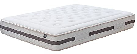 KUO Dream - Matelas Bio Natur | Rembourrage en Coton Naturel et Tissu Bambou | Renfort Lombaire en Latex | Soutien Ferme | Épaisseur 27 cm | 140 x 190 cm