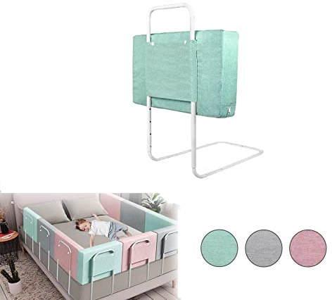 LZQ Kinderbettgitter Bettschutzgitter zum Vertikalen Heben,Rausfallschutz Babybettgitter 5-Loch Höhenverstellbar Bettgitter für Kinderbetten und Elternbetten 60cm Grün