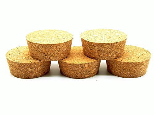 AlcoFermBrew 5 x Tapas de Corcho Natural 85/75mm – para Almacenamiento de Licores y Aguardientes, Garrafas de Agua, Cierre para Aberturas Grandes