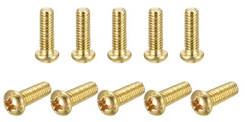 sourcing map Brass Machine Screws, M4x12mm Phillips Pan Head Fastener Bolts for Furniture, Office Equipment, Electronics 12Pcs