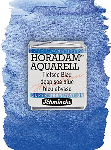 Schmincke – HORADAM® AQUARELL, Super Granulation, 14 953 044 Tiefsee Blau, 1/2 Näpfchen, sehr stark granulierende Farbtöne, feinste, supergranulierende Aquarellfarben