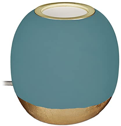 Relaxdays Dekoleuchte Beton, Tischlampe ohne Schirm, HxD 9 x 9 cm, E27 Fassung, langes Kabel, runde Betonlampe, blau
