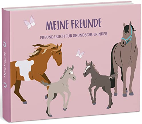 mintkind® „Meine Schulfreunde“ Freundebuch Schule Mädchen und Jungen Pferde Design | Freundschaftsbuch Grundschule | Meine Freunde Buch Geschenk zur Einschulung | Schulfreundebuch zum Ausfüllen