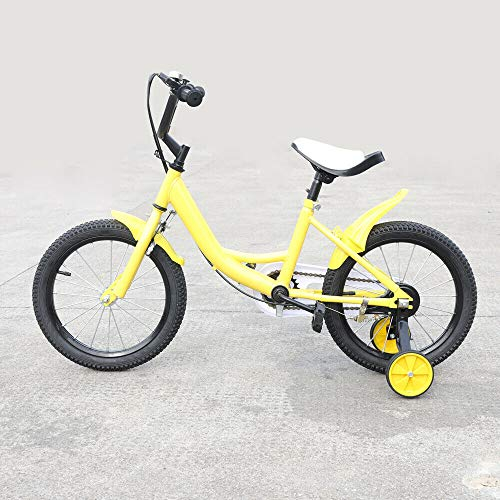 LENJKYYO 16 Zoll Kinderfahrrad für Jungen/Mädchen Kinder Fahrrad mit Stützräder 3 Rad Kinderrad Gelb Kinderfahrrad ab 4-8 Jahre Kinder fahrräder Höhenverstellbar