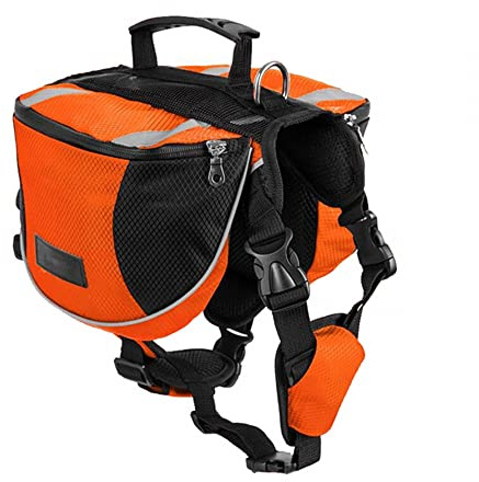 DONGKER Hunderucksack, Reflektierende Wasserdicht Bequeme Satteltasche, 600D Nylon Verstellbare Wanderrucksack für Kleine Mittlere Große Hunde