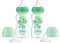 Dr. Brown’s Natural Flow® Anti-Colic Options+™ Wide-Neck Sippy Bottle Starter Kit, 9oz/270mL, with Level 3 Medium-Fast Flow Nipple and 100% Silicone Soft Sippy Spout, 2 Pack, Green, 6m+