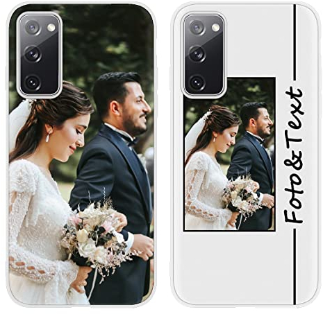 Yoedge Personalisierte Handyhülle für Samsung Galaxy S20 FE/S20 Lite Hülle Personalisiert 6,5, Weiß Schutzhülle mit Selbst Gestalten Eigenem Foto Bedrucken Bild Text Hülle für Samsung S20 FE