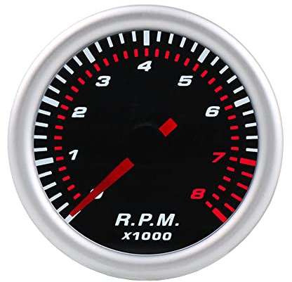 ETOPARS 52mm Automotor Kfz Zeiger Spannungsanzeige Tacho Drehzahlmesser Drehzahl Messgerät Kit RPM Weiß Helles Lichtanzeige Zeigeranzeige Rennanzeige Rauchtönung Len