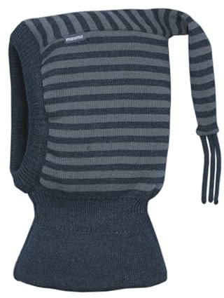 maximo Mini-Schlupfmütze, Zipfel Strick, Ringel, doppelt Made in Germany 47 hellpetrol/Blue Washed
