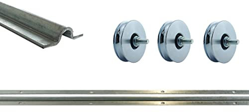 SCHARTEC Schiebetor Laufschiene Set mit Rollen bis 5m Schiebetür Bodenlaufschiene mit Rolle Schiene Boden Tor für außen outdoor (Set bis 4m)