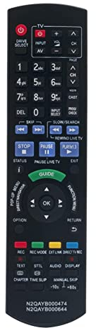 VINABTY N2QAYB000474 N2QAYB000644 Sub N2QAYB000473 Ersatz Fernbedienung Kompatibel mit Panasonic DVD Recorder DMRXS400 DMR-XS400EGK DMR-XS400EG DMR-BS785 DMR-BS885 DMR-BW780 DMR-EX773EBK DMR-EX83EB-K