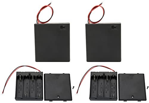 Raogoodcx 6V AA Battery Holder Bundle ,4X 1.5V AA Battery Holder Case with Wire Leads and ON/Off Switch (4 Pack)