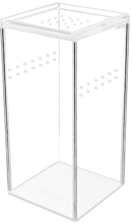 ZUDKSUY Acryl Box Terrarium 7,5cm x 7,5cm x 15,0cm Reptilien Tank Miniatur Clear Habitat Reptiliengehege für Wirbellose